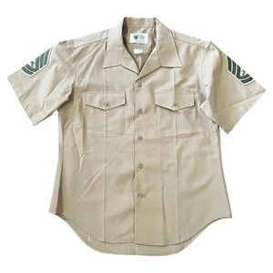 Defense Logistics Agency USMC Marine Corps Short Sleeve Uniform Khaki Shirt